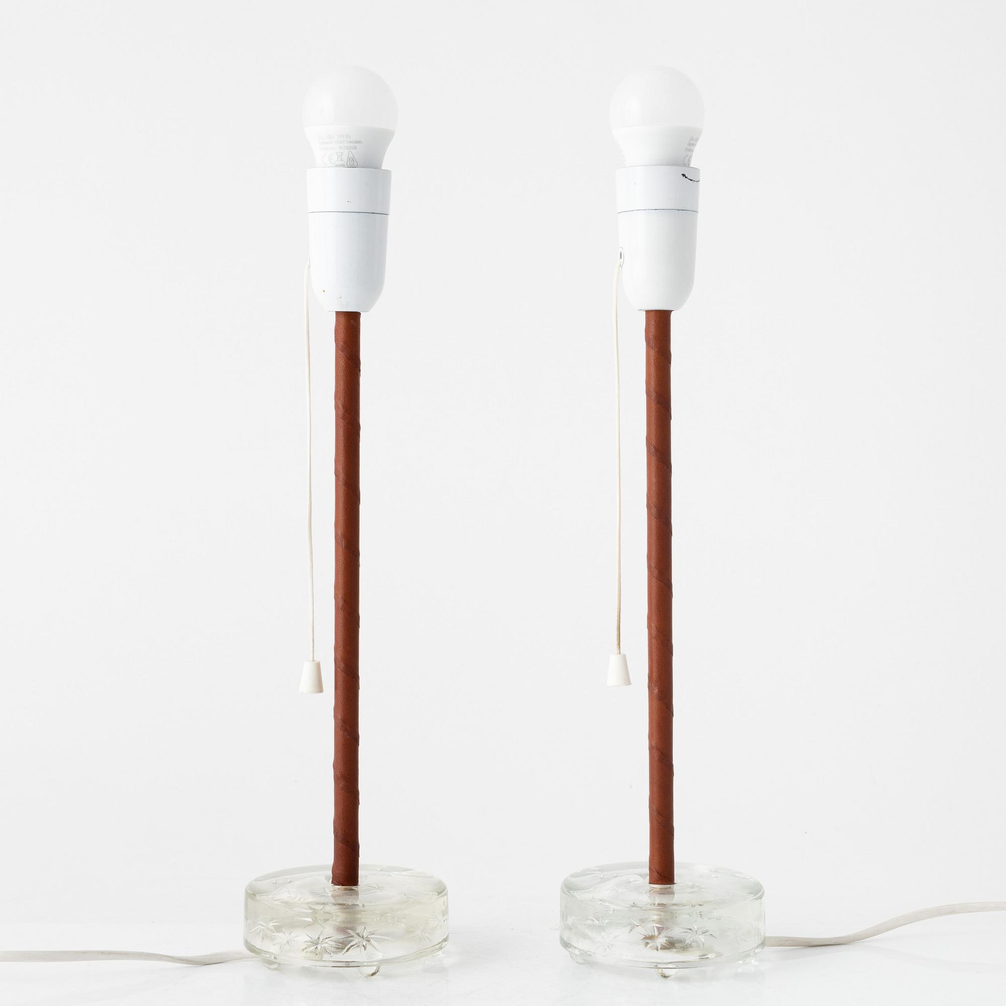 A pair of table lamps from Nybro, second half of the 20th Century.