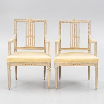 Karmstolar, ett par, gustavianska, Lindome, 1800-tal.