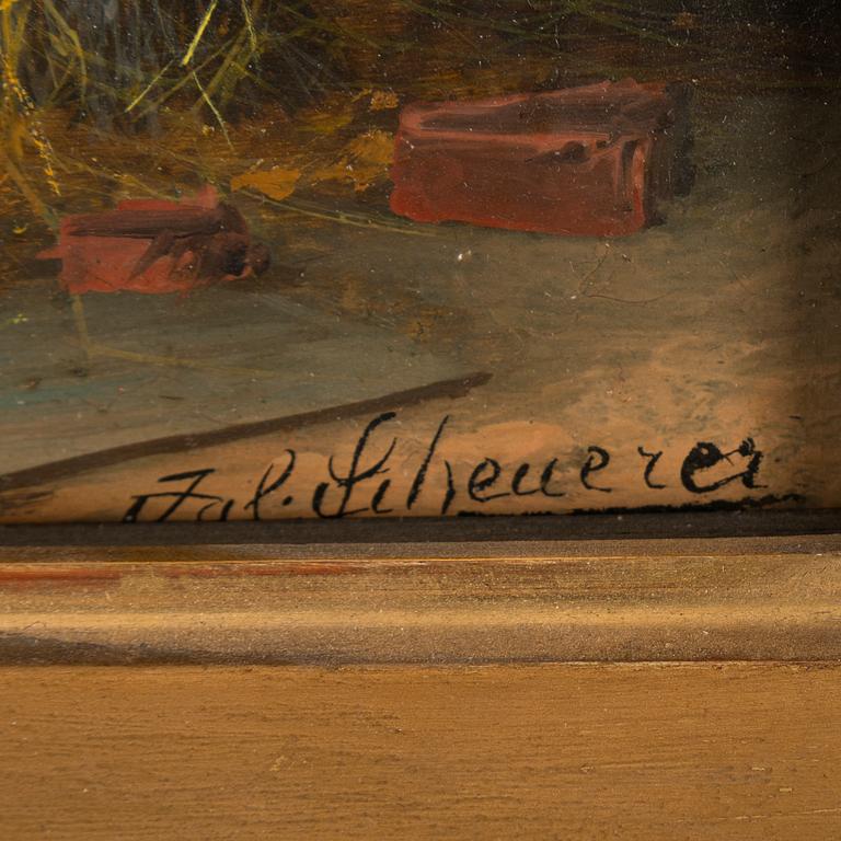 Julius Scheuerer, olja på pannå, signerad.