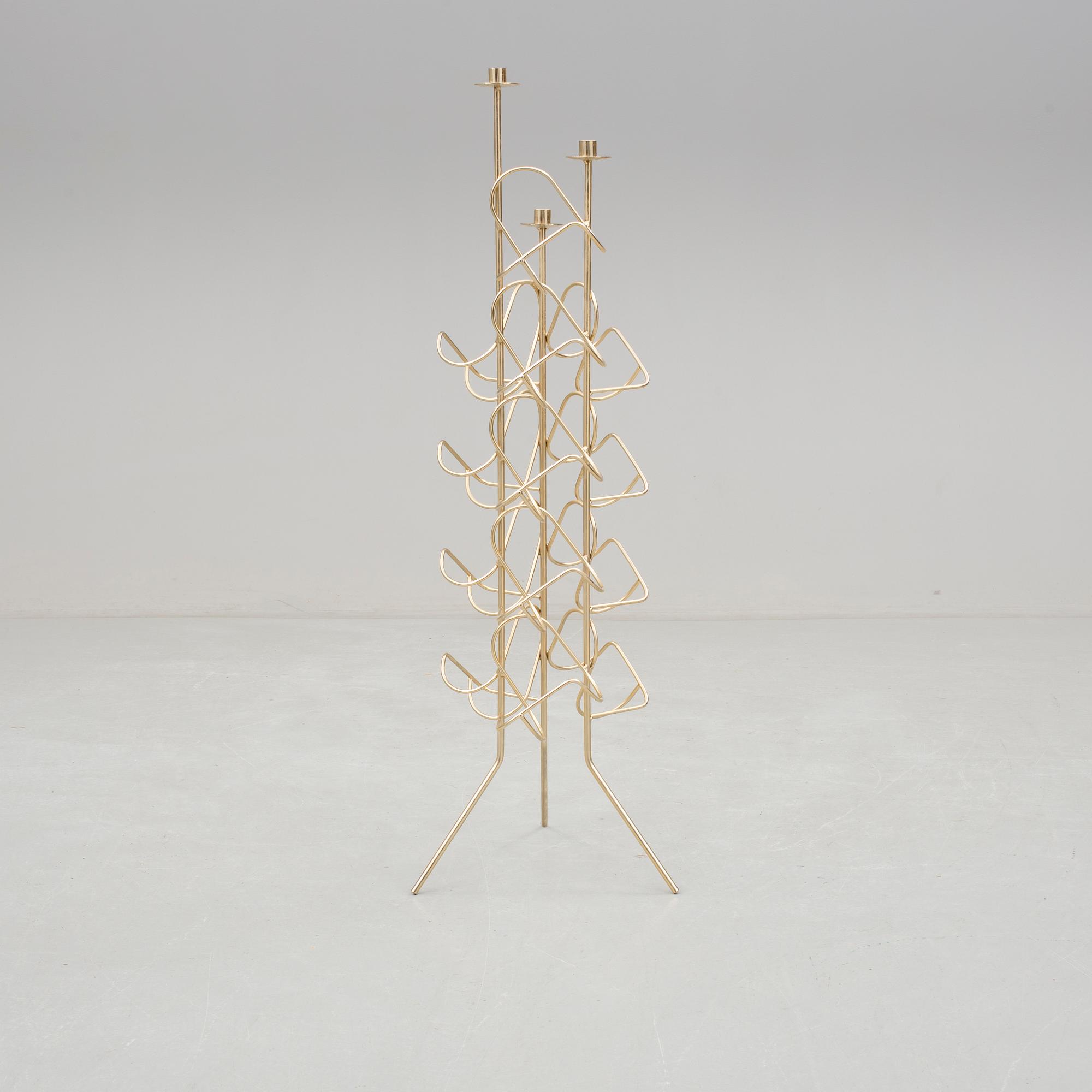 VINSTÄLL / LJUSSTAKE, mässing, Lindås, 1900-talets andra hälft.