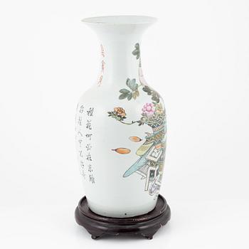 A famille rose 'precious objects' vase, 20th Century.
