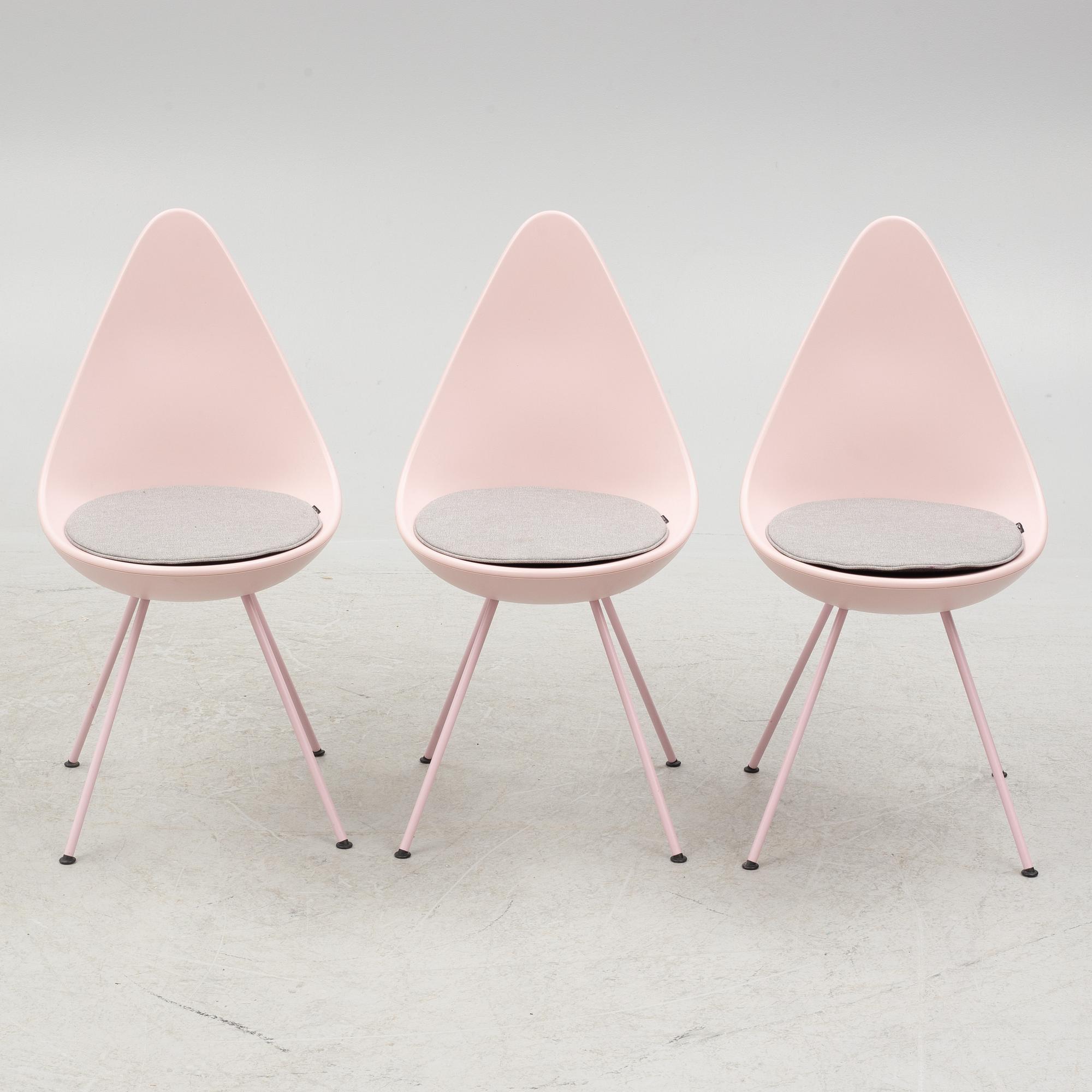Arne Jacobsen, chairs, 6 pcs, "Drop chair", Fritz Hansen, Denmark, 2020.
