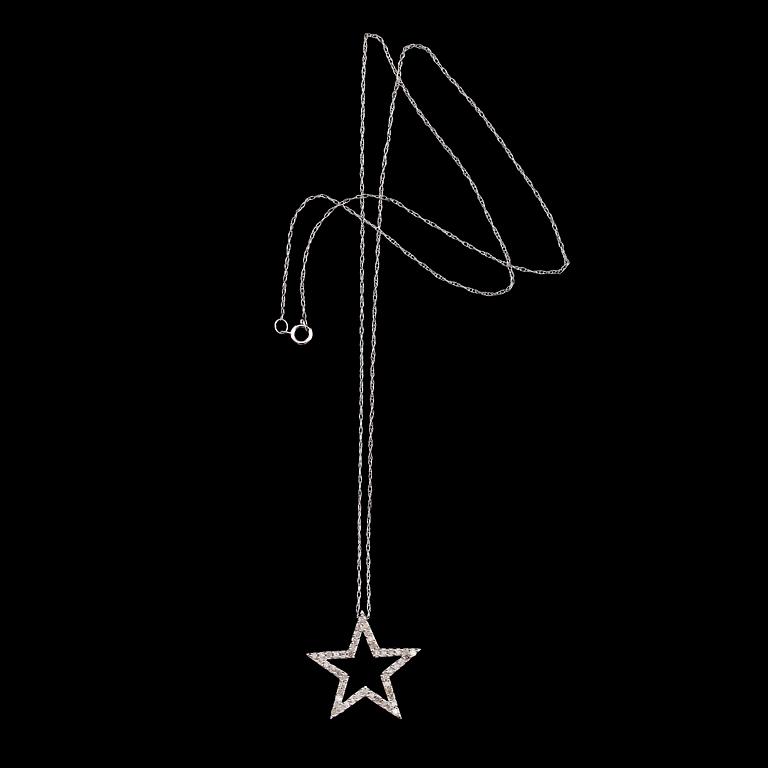 HÄNGE MED KEDJA, 10 k vitguld, briljantslipade diamanter  tot 0.25 ct.