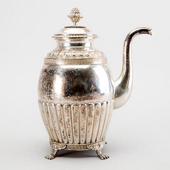 A Swedish 19th century silver coffee pot marks of G Folcker Stockholm 1833, total weight 782 gr.