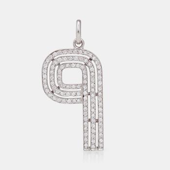 1227. A Garrard and Co brilliant cut diamond pendant. Design by Jade Jagger. "The PI collection".