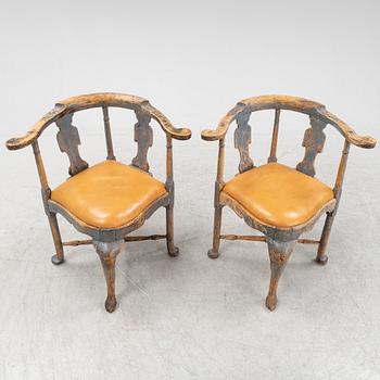 Puderstolar, ett par, Senbarock, 1700-talets andra hälft.