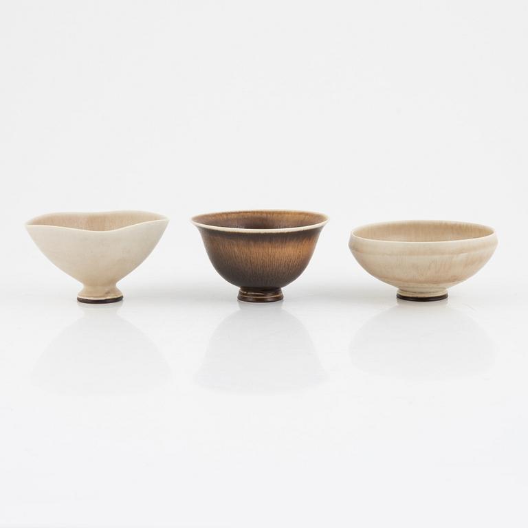 Berndt Friberg, skålar, 3 st, stengods, Gustavsberg Studio 1975.