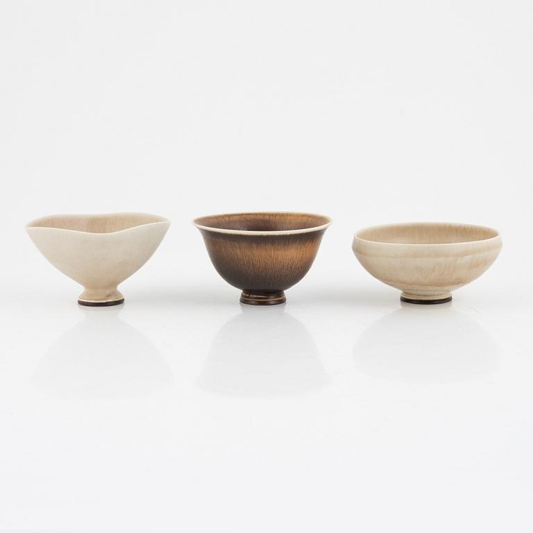 Berndt Friberg, three stoneware bowls, Gustavsberg Studio 1975.