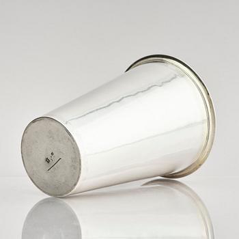 A Swedish late 17th century parcel-gilt silver beaker, mark of Johan Lund, Stockholm 1697.