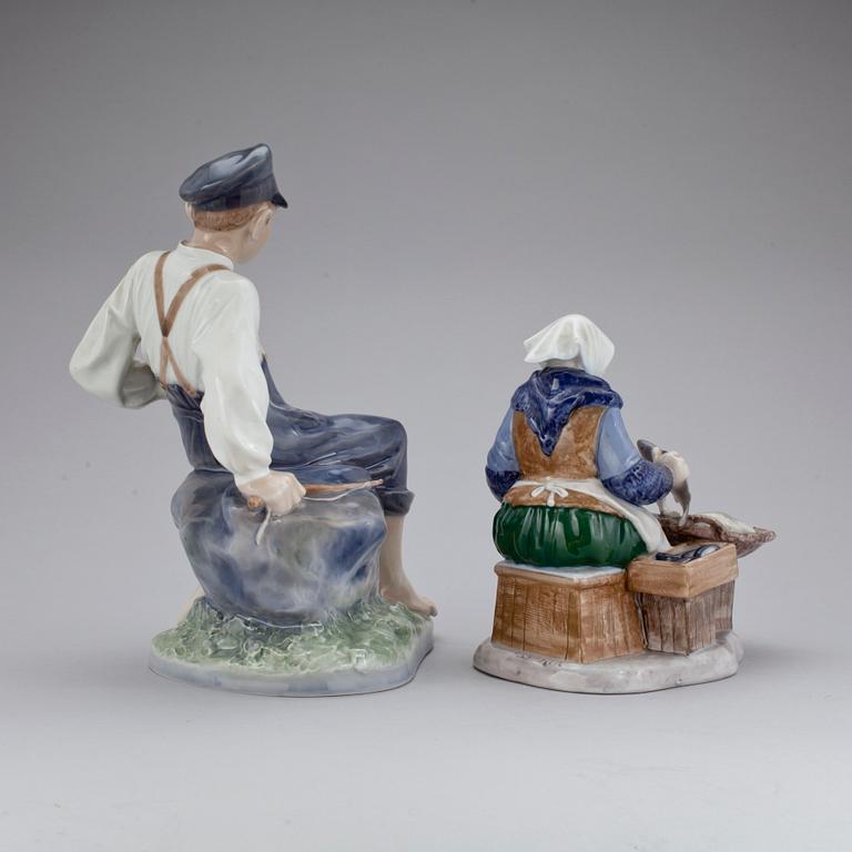 FIGURINER, 2 st, porslin, Royal Copenhagen samt Bing Gröndal.