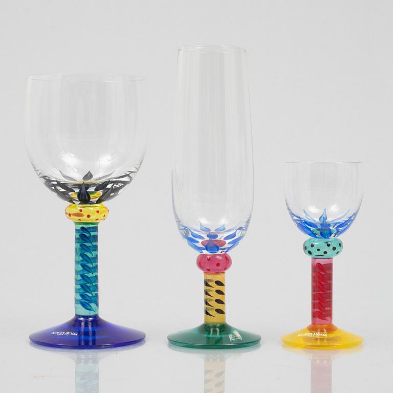 Ken Done, ten glasses, Kosta Boda, Sweden, late 20th century.