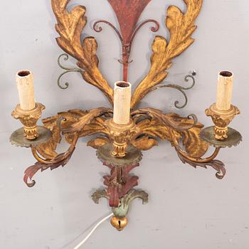 Vägglampetter ett par barockstil 1900-tal Italien.