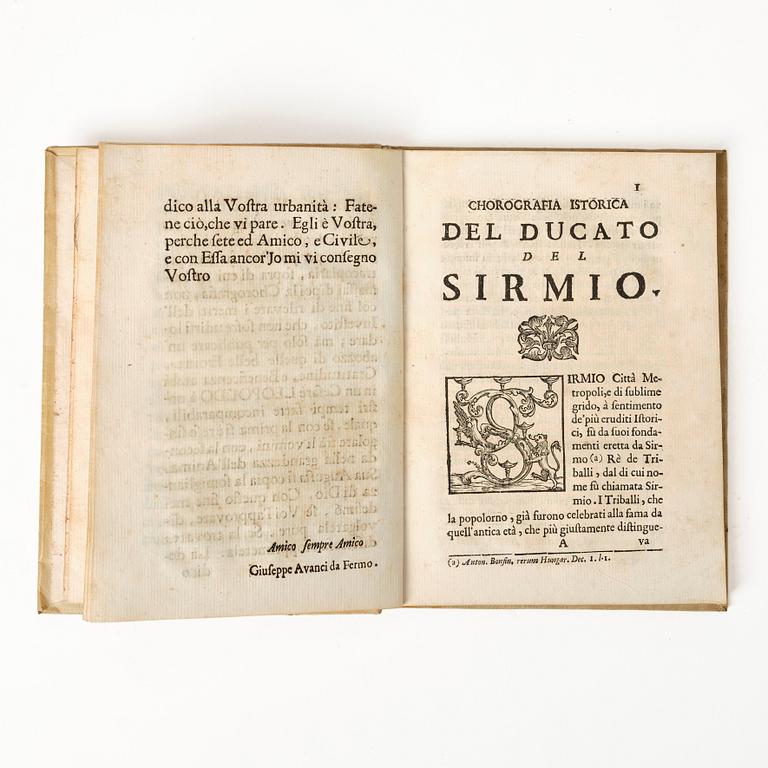 The history of Sirmio, rare first & second editions, 1699-1700.