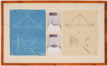 Salomon August Andrée · SALOMON AUGUST ANDRÉE, enl uppg, ritning samt blueprint, 1800-tal.