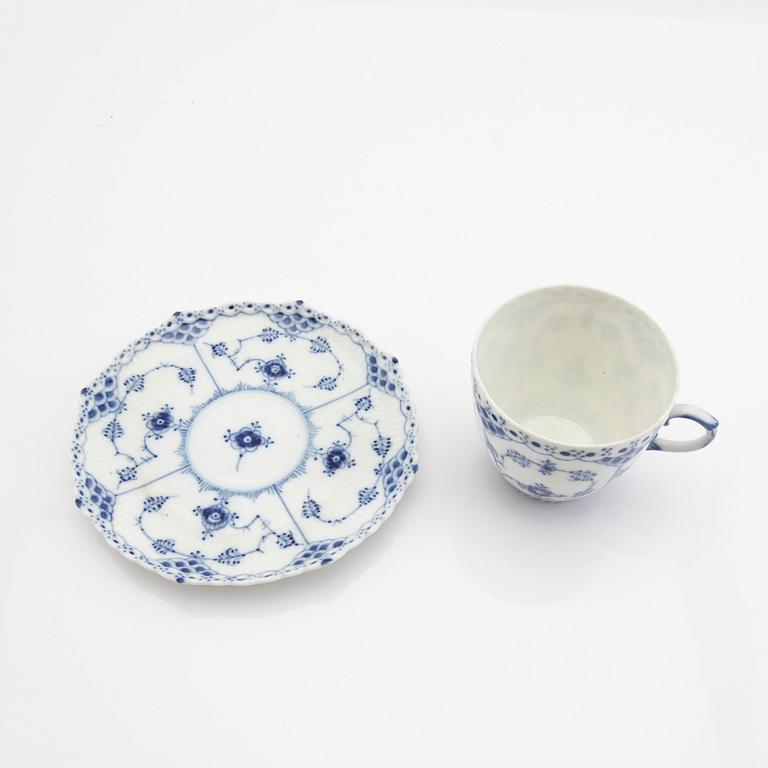 Service, 46 pieces, porcelain, Blue Fluted "Full Lace" and "Half Lace", Royal Copenhagen, Denmark.