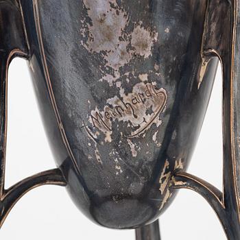 Floor vase, nickel silver, Art Nouveau, signed H Meinhardt, circa 1900.