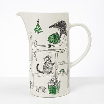 Gunvor Olin-Grönqvist, mugs, 4 pcs and a jug, Arabia, Finland, second half of the 20th century.