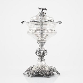 A silver sugar bowl, C Holm, Norrköping 1859.