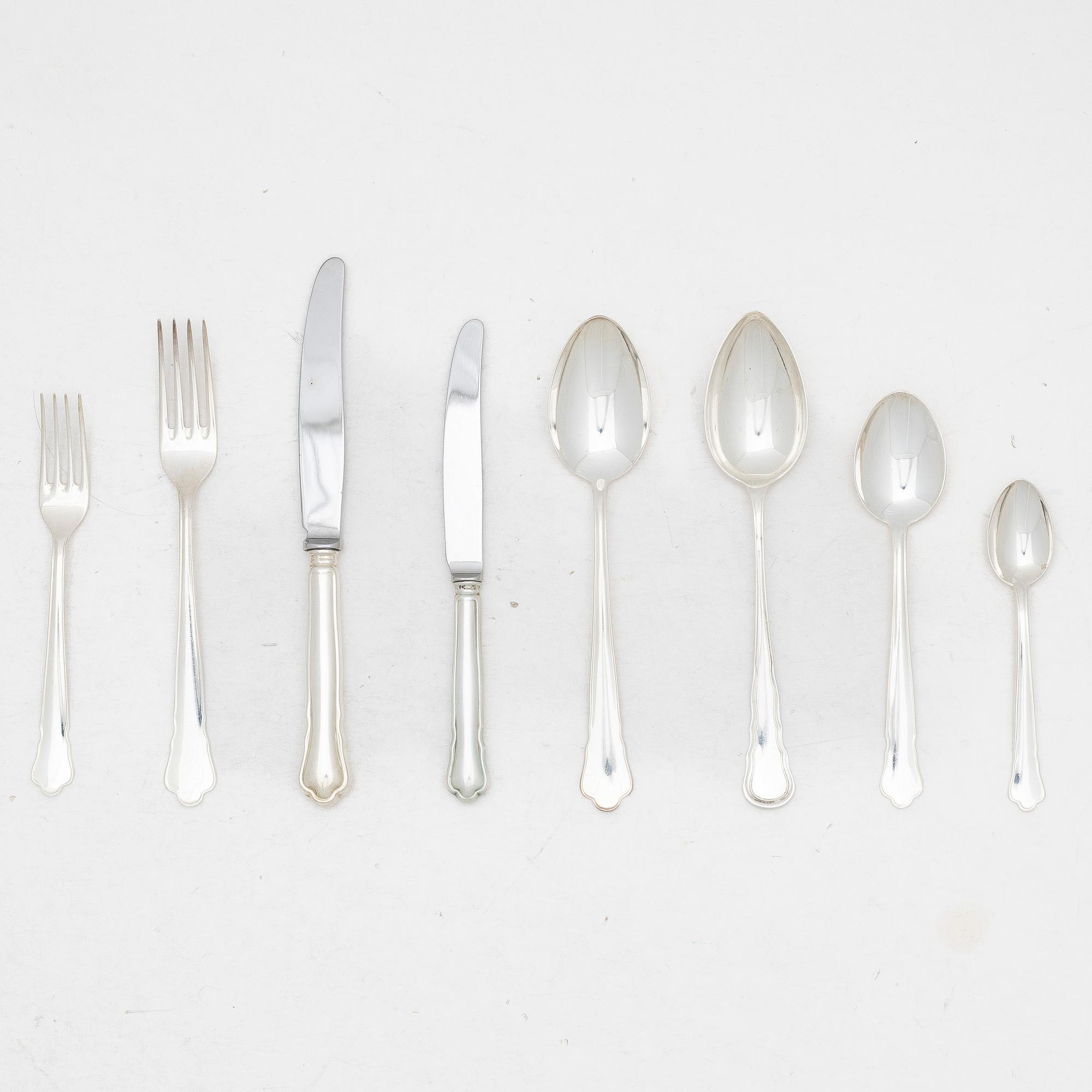 A 70-piece silver flatware set, mostly 'Chippendale' GAB, Sweden, Eskistuna, Sweden, 1988-1990.
