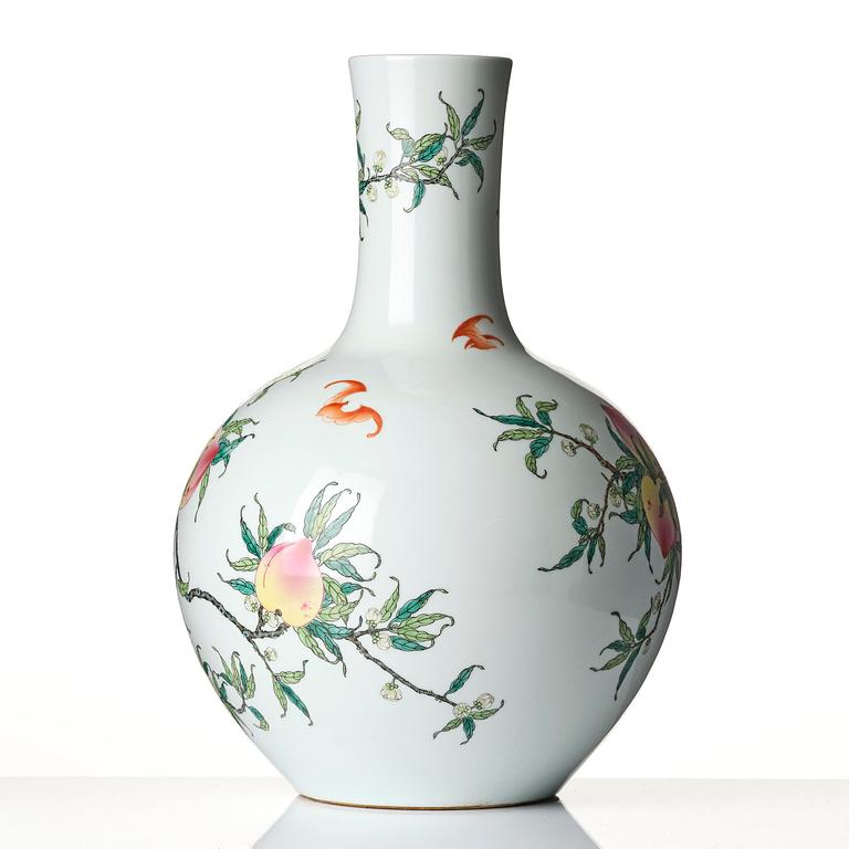 A large famille rose peach vase, China, 20th Century.