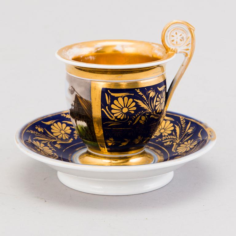 COFFEE CUP, porcelain, Gardner, Russia mid 19th century.