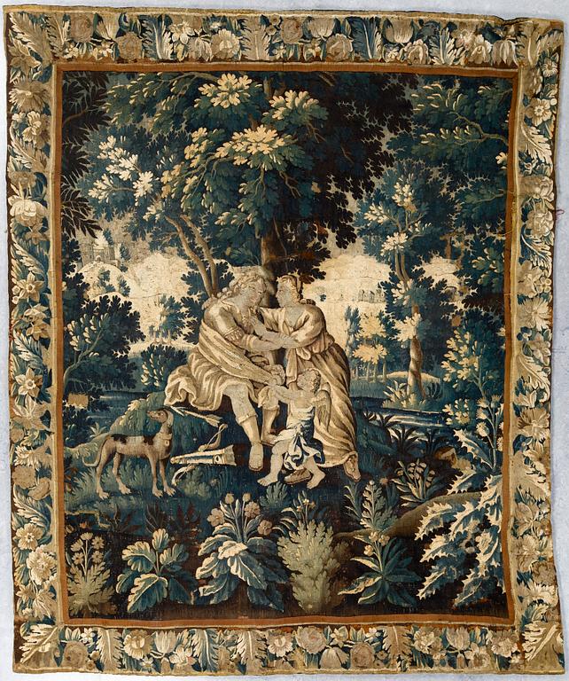 TAPESTRY, tapestry weave. 256 x 214 cm. France/Flanders, 17/18th century.