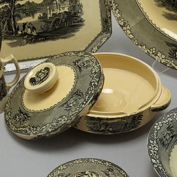 43 items of table ware in earthenware, model "Jenny Lind 1795" by Royal Staffordshire Pottery England, 20th century.