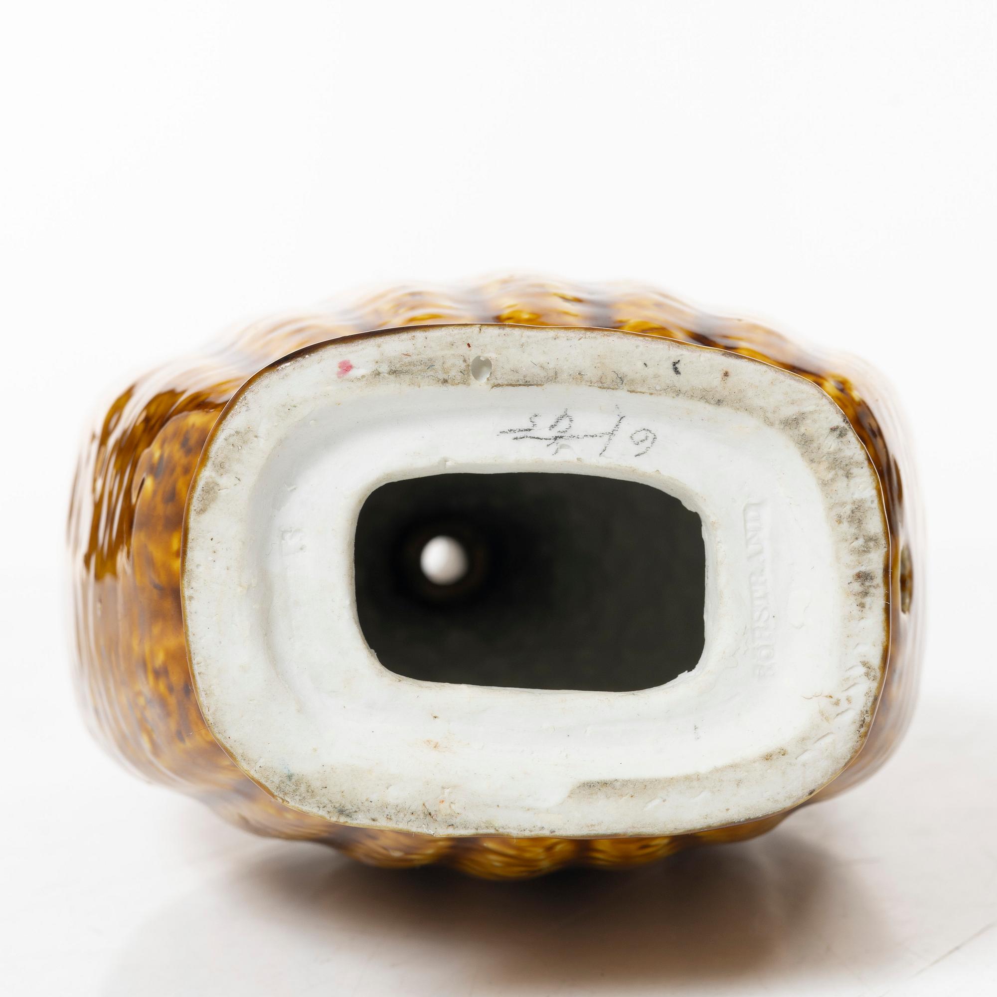 Gunnar Nylund, a set of three chamotte stoneware vases and a lamp base, Rörstrand 1930s-40s.