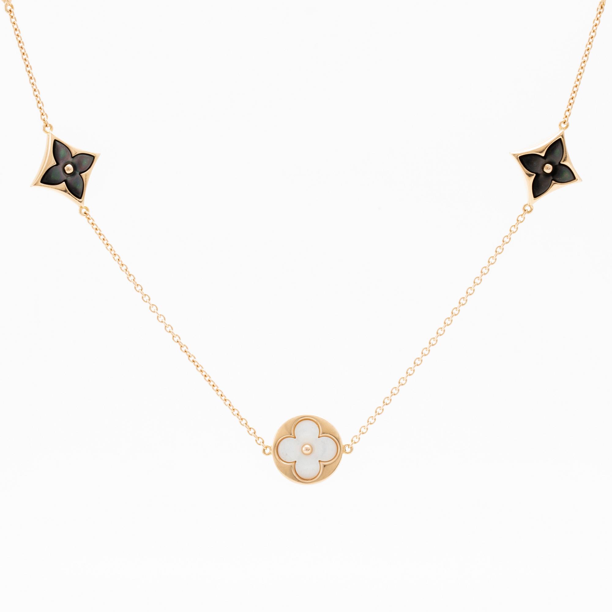 Louis Vuitton, "Blossom Sautoir" Necklace in 18K Rose Gold with Diamonds and Mother-of-Pearl.