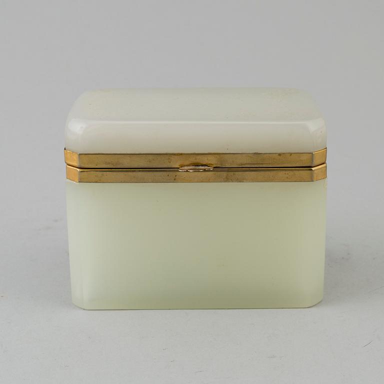 FRATELLI FERRO, a glass and brass box from Murano, Italy, mid 20th Century.