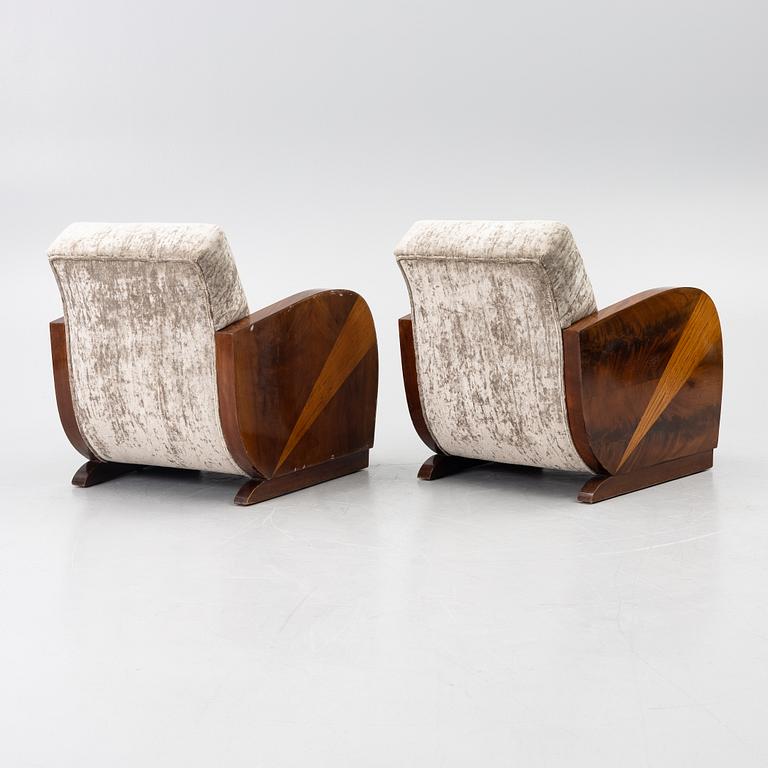 A pair of armchairs, 1930s-40s.