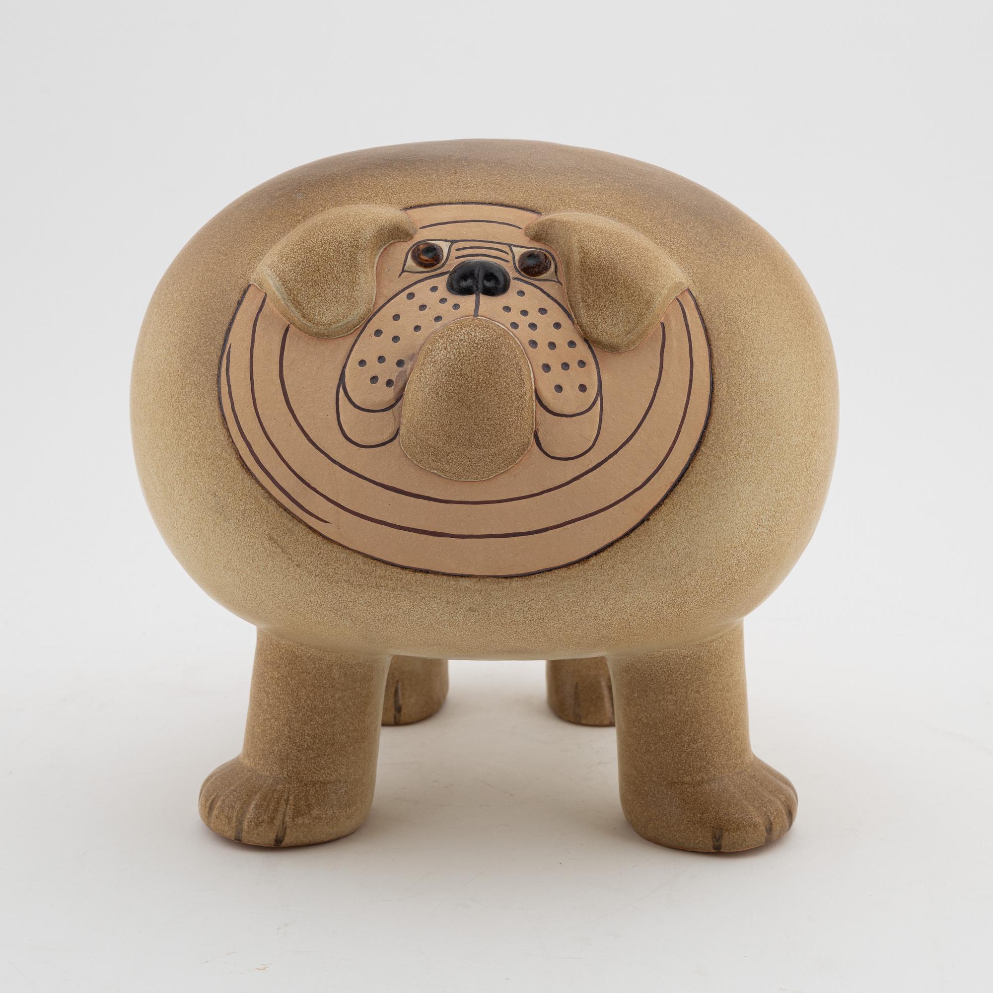 Lisa Larson, a 'Bulldog Maxi' stoneware sculpture, K-studion Gustavsberg, signed.