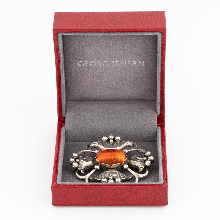 Georg Jensen brosch 173 silver med bärnsten.