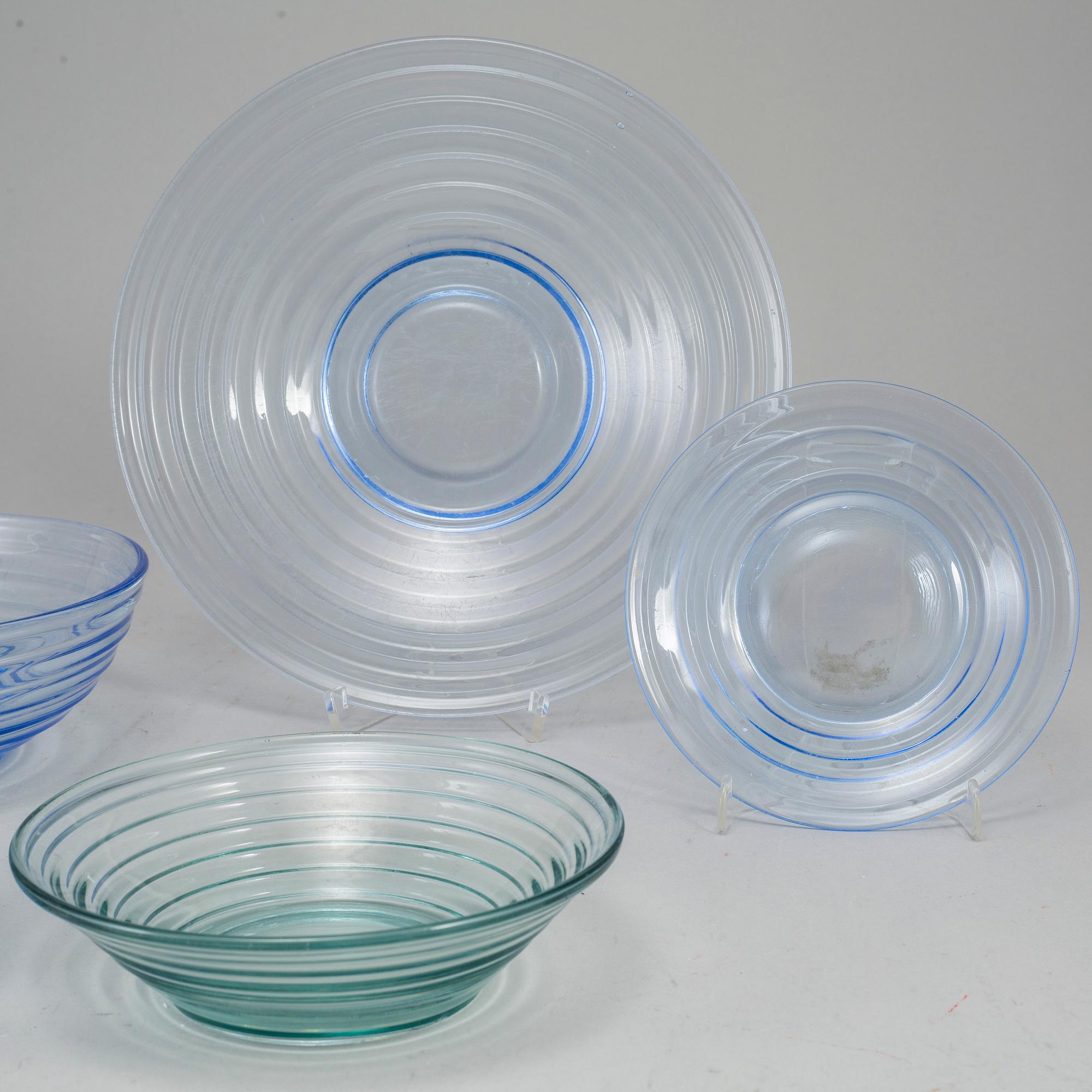 AINO AALTO, servisdelar, 10 st, glas, "Bölgeblick", Karhula, Finland, 1930-tal.