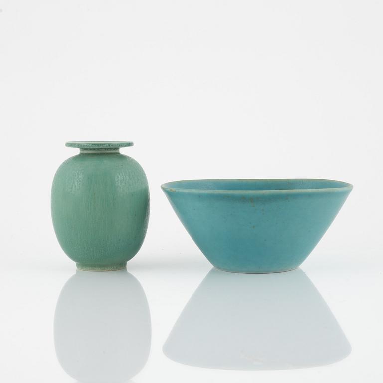 Carl-Harry Stålhane, a bowl and Gunnar Nylund, a vase, Rörstrand.