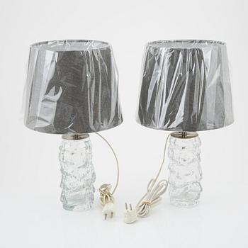 A pair of glass table lamps from Reijmyre, later part of the 20th Century.