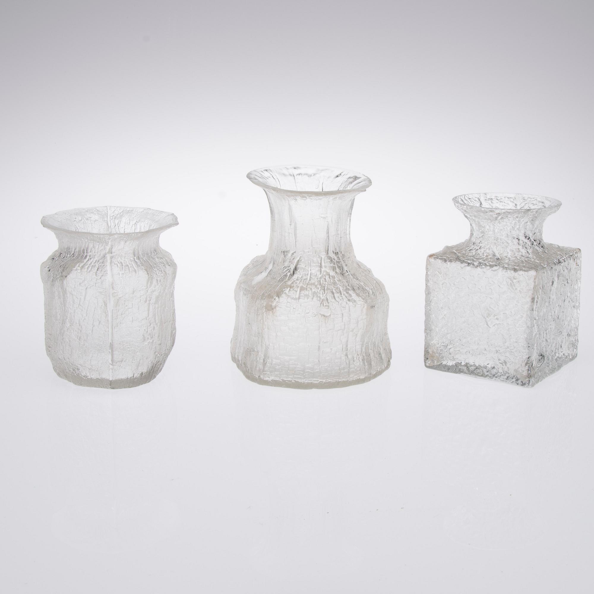 VASER, 3 st, glas. Timo Sarpaneva, signerade.