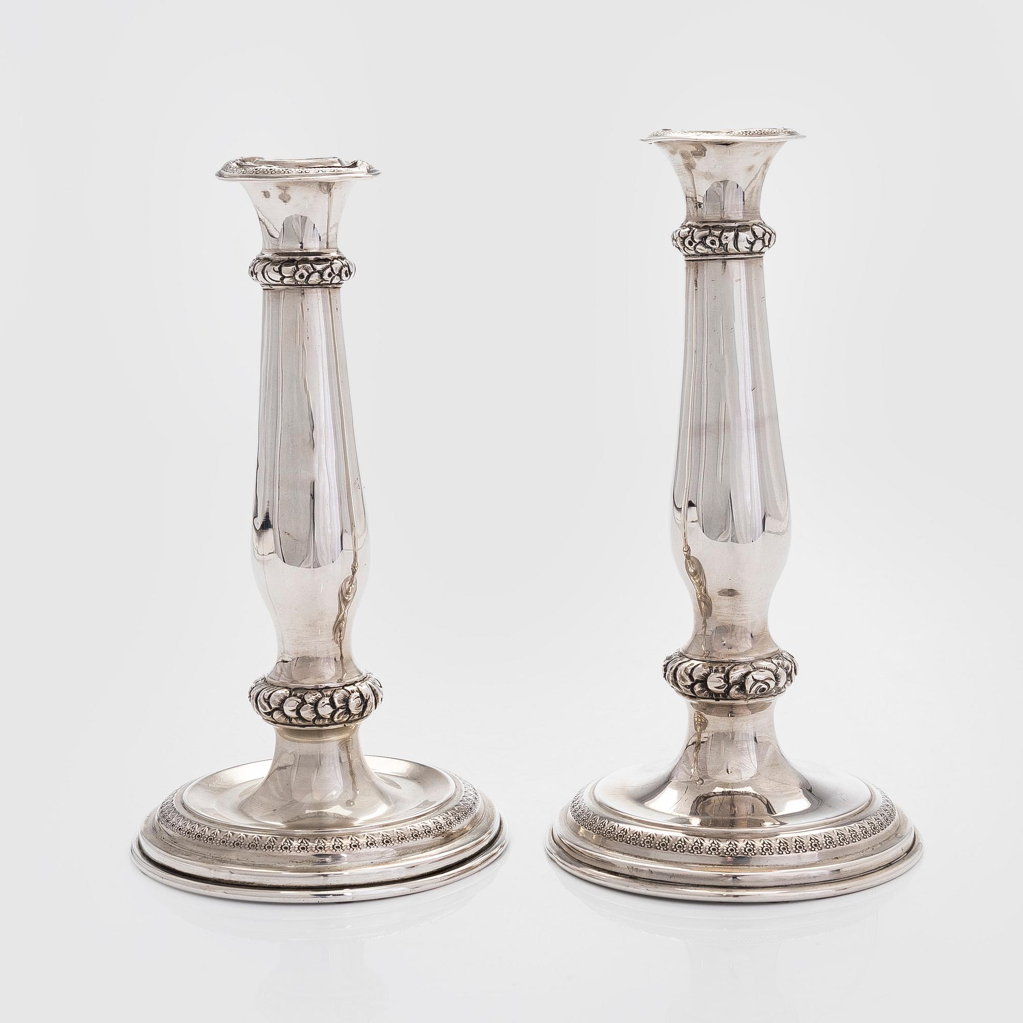 Ljusstakar, ett par, silver, Österrike-Ungern 1847.