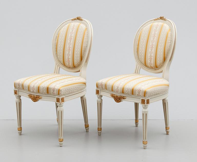 SALONGSMÖBEL, 8 delar, gustaviansk stil, 1900-talets mitt.