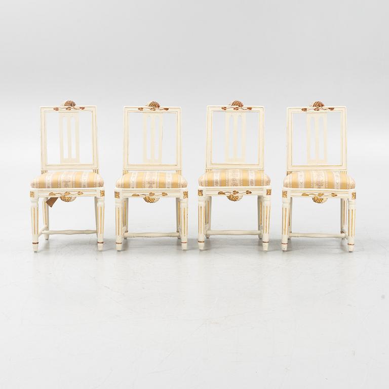 A set of four Gustavian chairs, Lindome, around the year 1800.