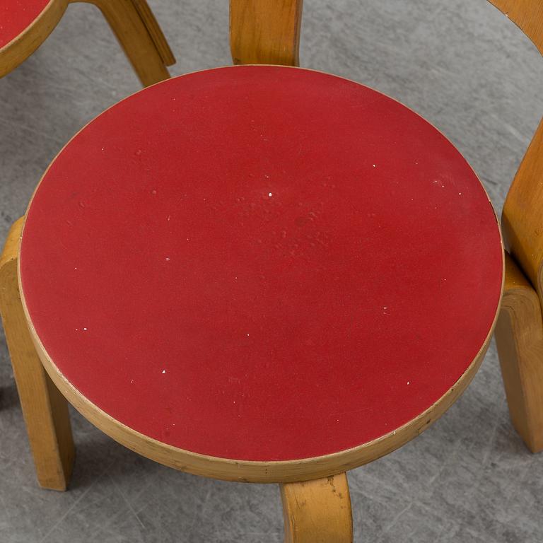 Three Alvar Aalto chairs, modell 65 for Artek.