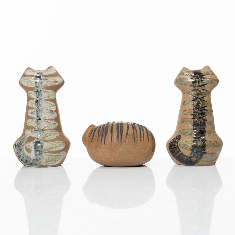 Lisa Larson, figuriner, 3 st, stengods, Gustavsberg.