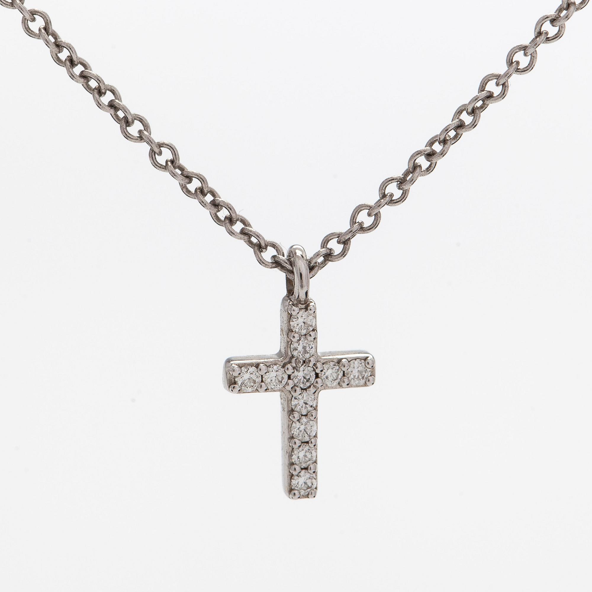 Tiffany & Co, halsband "Metro Cross", 18K vitguld och diamanter.