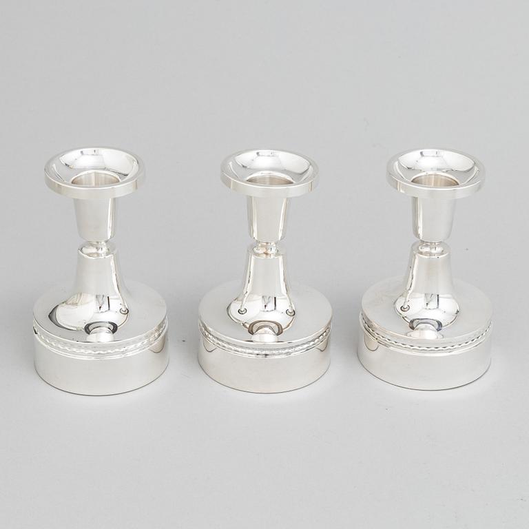 Erik Löfman, three silver candlesticks, MGAB, Uppsala 1968-1970.