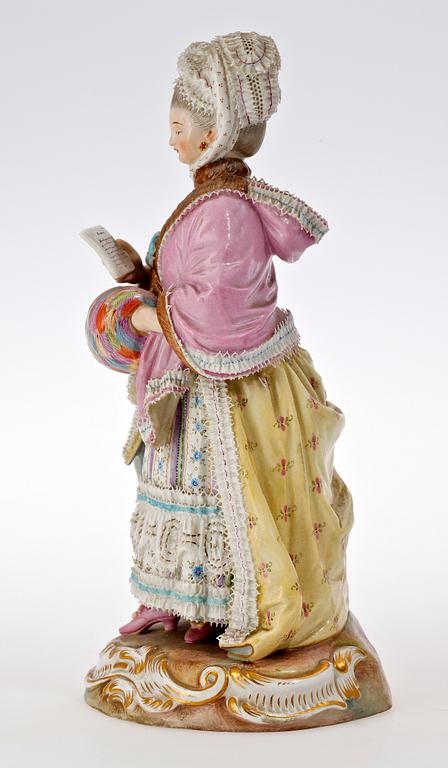 FIGURIN, porslin. Meissen, omkring 1900.