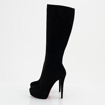 Christian Louboutin, a pair of black suede stiletto boots, size 36 1/2.