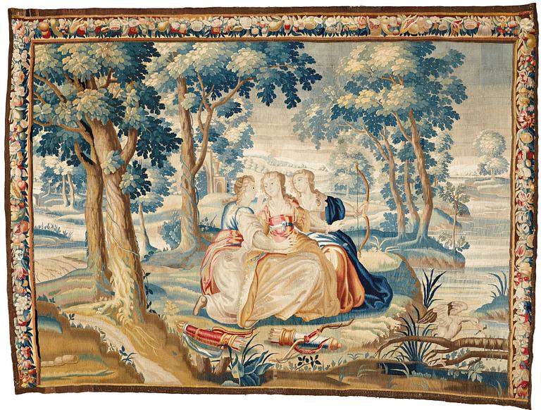VÄVD TAPET, gobelängteknik, Frankrike 1700-tal, ca 276 x 374,5 cm.