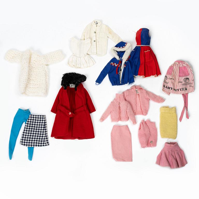 Barbiedockor, 3 st, "Barbie Bubble cut", "Skipper" & "Ken", Mattel, 1960-tal.