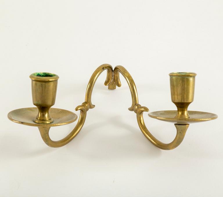 A Swedish Gustavian two-light mirror sconce by Nils Meunier (master in Stockholm 1754-1797).