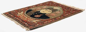 A pictoral Kashan 'Mohtasham' rug c. 80 x 58 cm.